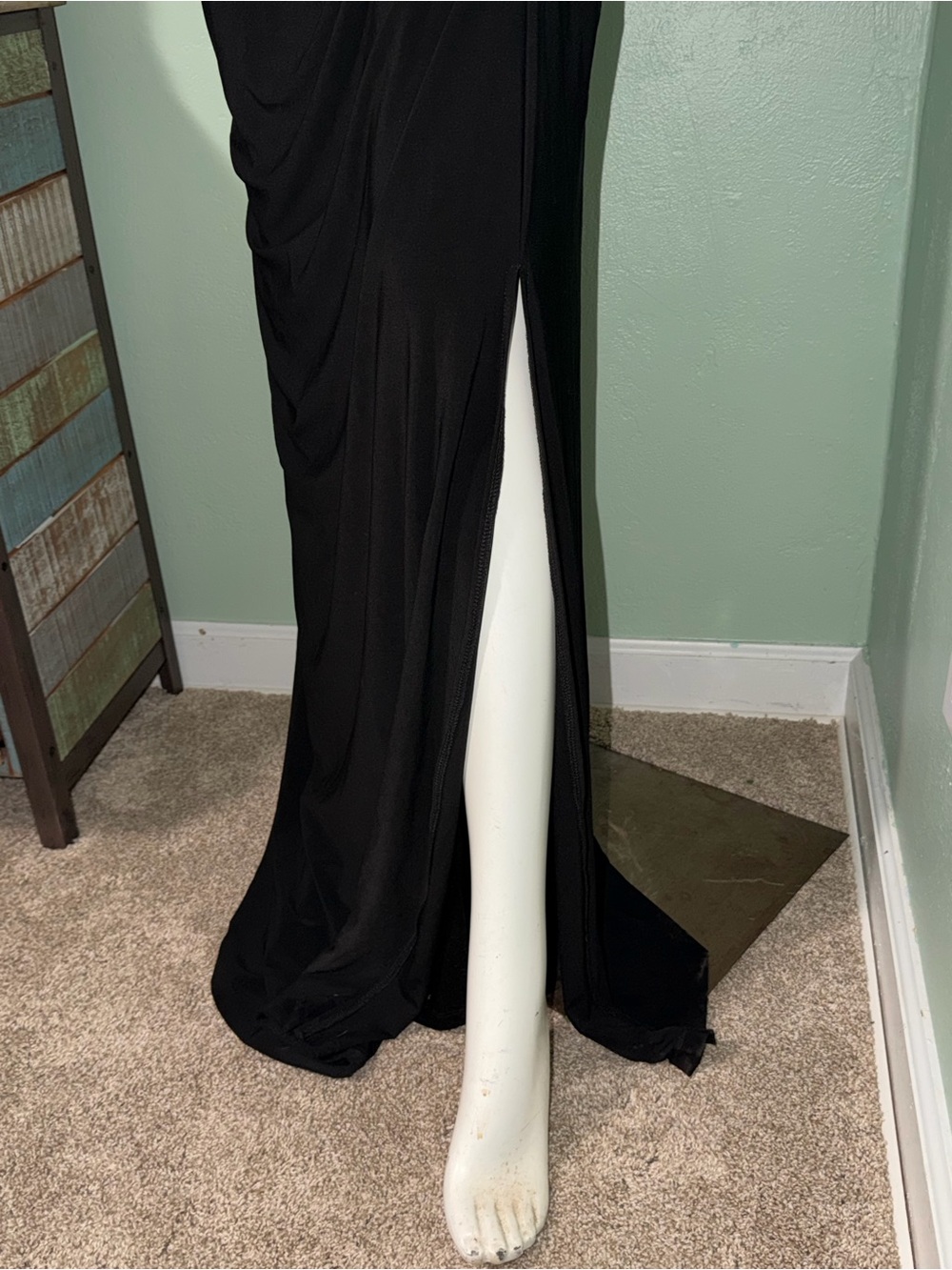 Laundry By Shelli Segal Black Long Sleeve Maxi Dress with Sequin Waist - Picture 12 of 12